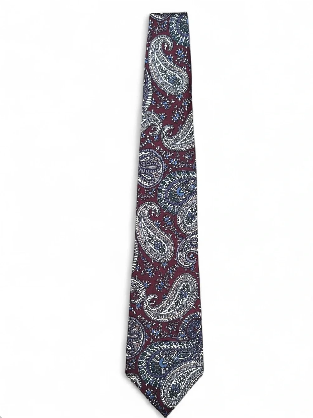 JS. A.Bank Collection Men's Paisley Silk Tie in Burgundy Handmade in USA.